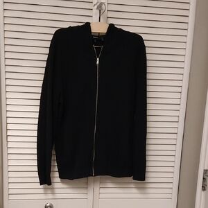 Theory Black Waffle Knit Hoodie